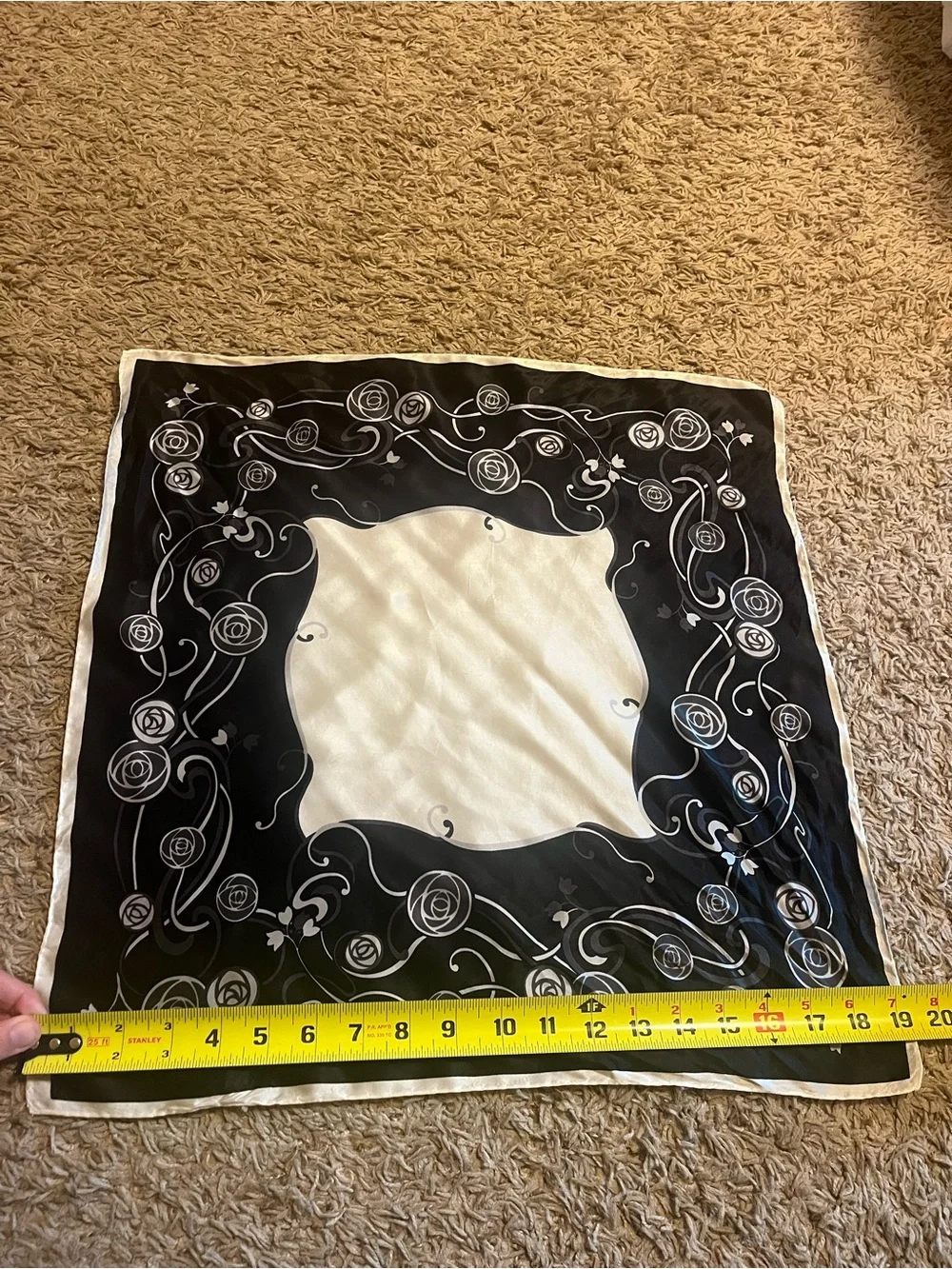 100% Silk Black and White Scarf
